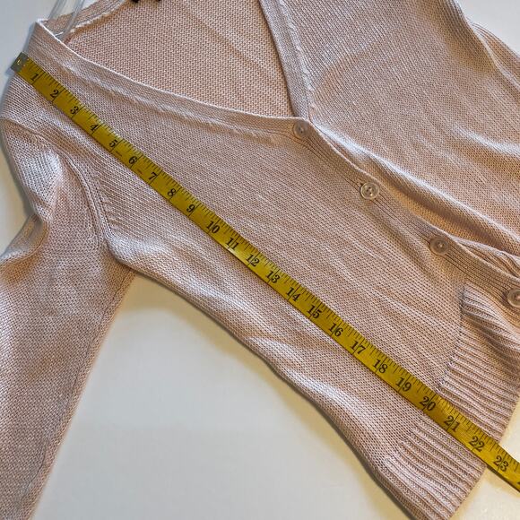 Talbots Pink Linen Button Cardigan Womens Medium Lightweight Topper Sweater - Picture 7 of 7